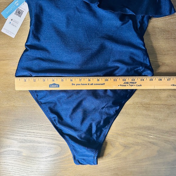 Swimsuit XL‎ One Shoulder Ruffle One Piece Swimsuit Navy Blue XL BNWT - Picture 6 of 8